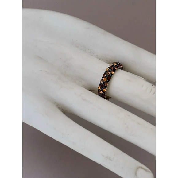 Brighton CRYSTAL VOYAGE Silver Topaz Antique Ring Size 9 ETCHED Silver Plated - Picture 2 of 5